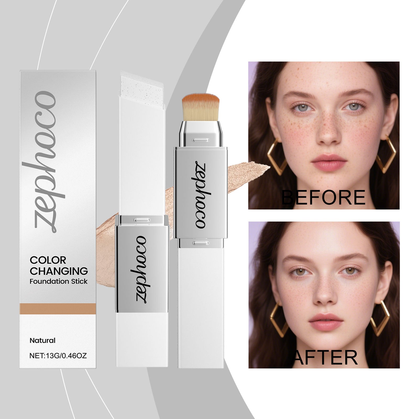 Two In One Color Changing Foundation Make-up Stick -natural Color-13g 1 Box