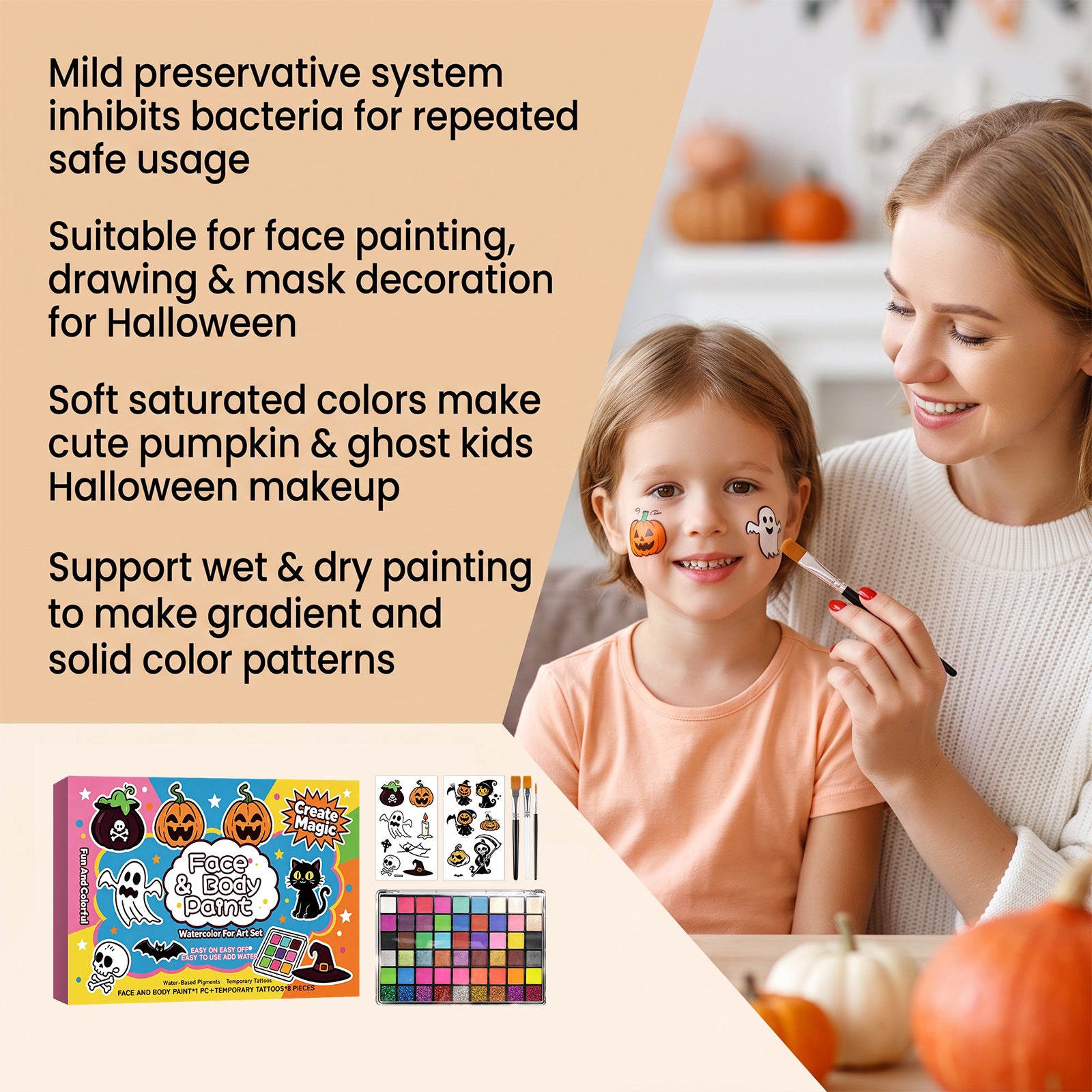 Halloween Childrens Painting Set Gentle Formula For The Body And Face Naturally Smooth With Vibrant Colors Suitable For Kids Face Painting