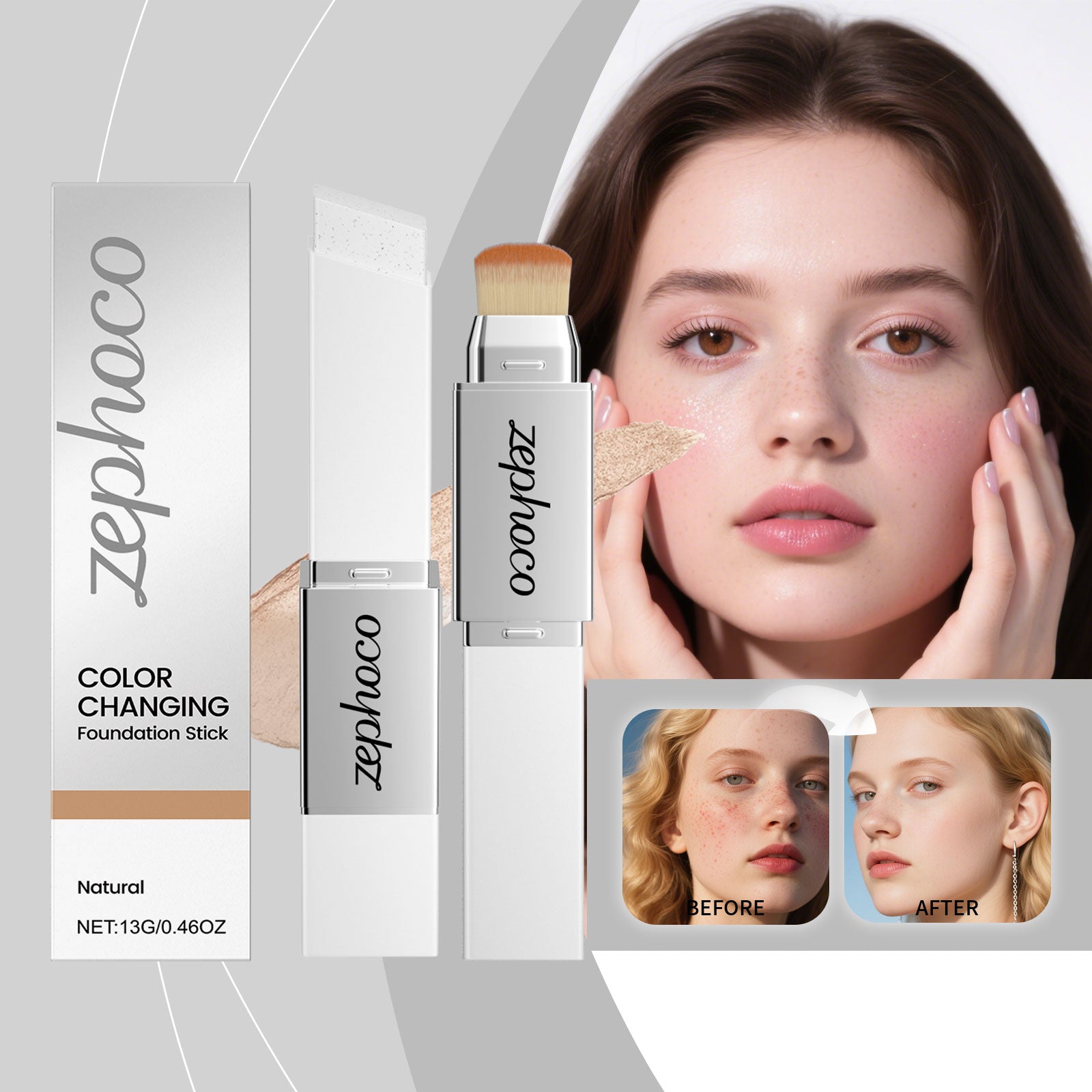 Two In One Color Changing Foundation Make-up Stick -natural Color-13g 1 Box