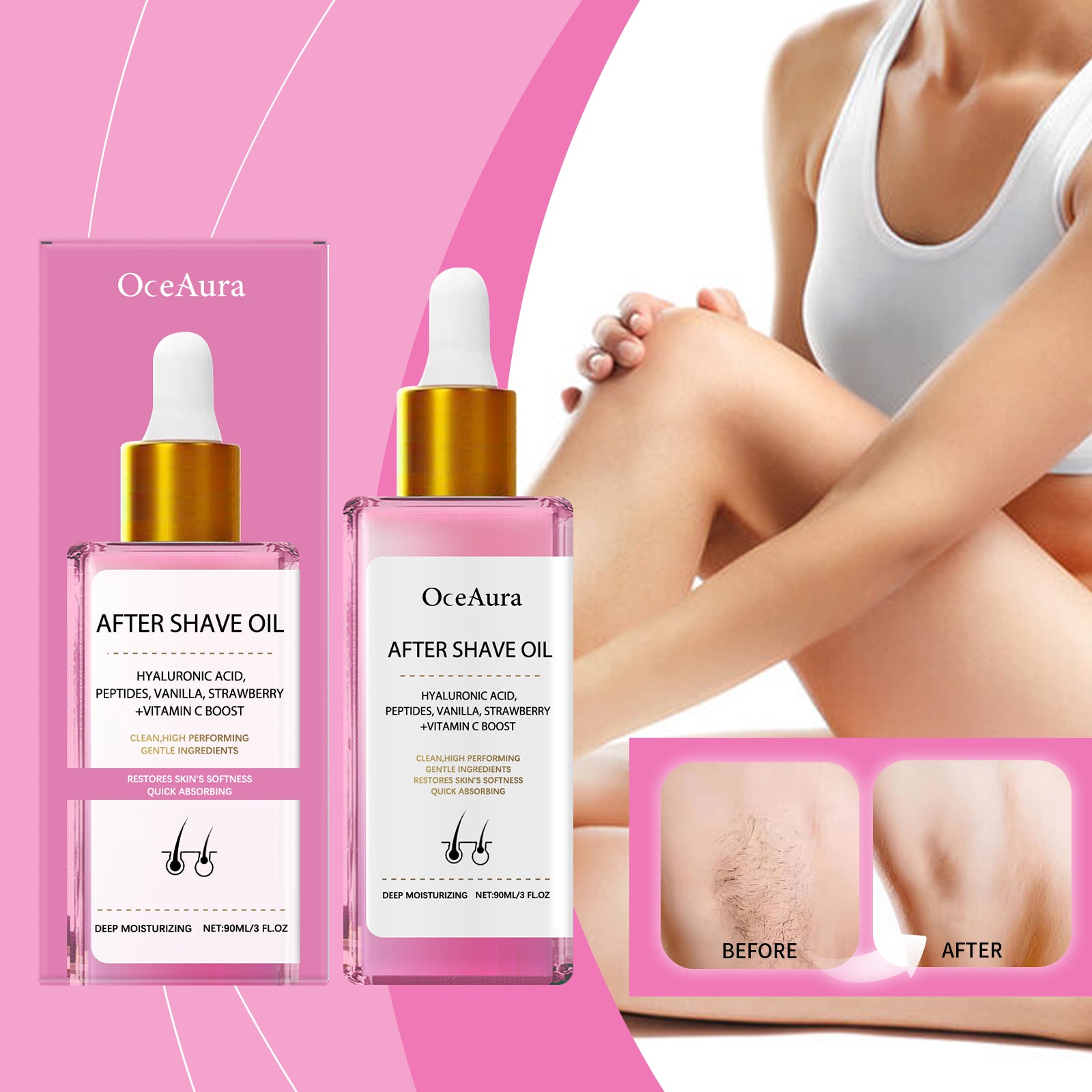 Hair Removal And Shaving Repair Essential Oil  Strawberry Flavo  90ml 1 Box