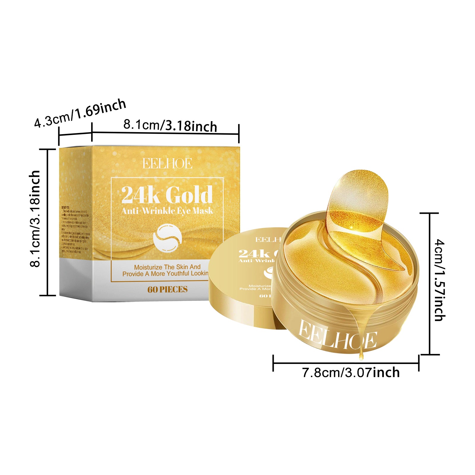 24K Golden Eye Mask 60pcs 1 Box