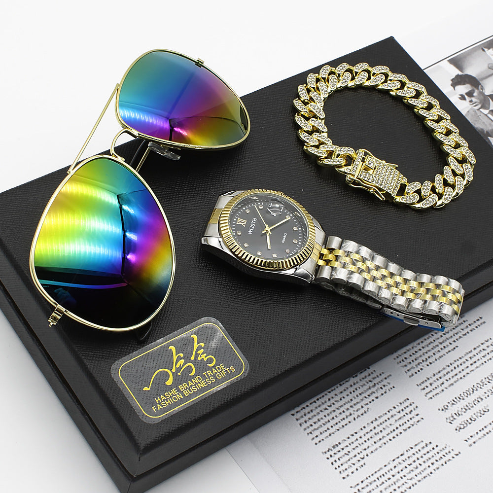 Wristwatch Glasses New Men's Watch Business Foreign Trade Sunglasses Watch Gift Box Suit